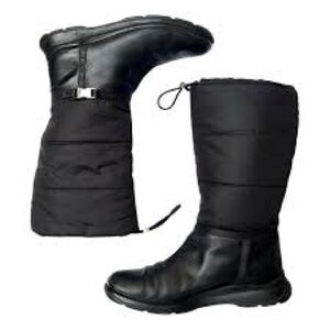 🥾 Prada padded nylon and leather drawstring winter boots